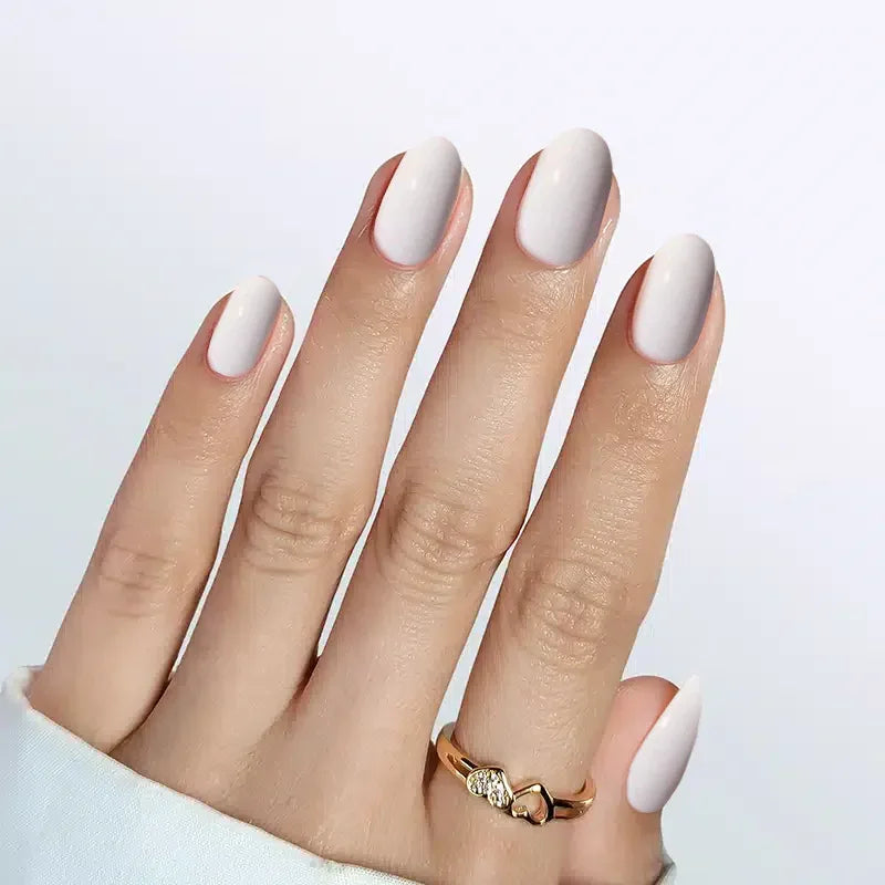 Pure White Oval Nails - Press On Nails - Nail Pop Studio