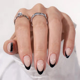 Black French Almond Nails - Press On Nails Nail Pop Studio