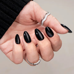 Black Almond Nails - Press on Nails | Long Lasting & Reusable Nail Pop Studio