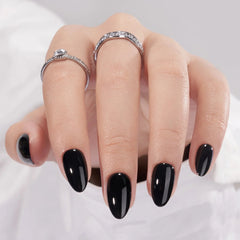 Black Almond Nails - Press on Nails | Long Lasting & Reusable Nail Pop Studio