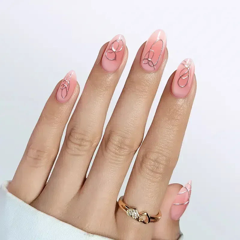 Blush Wire Almond Nails - Press On Nails - Nail Pop Studio