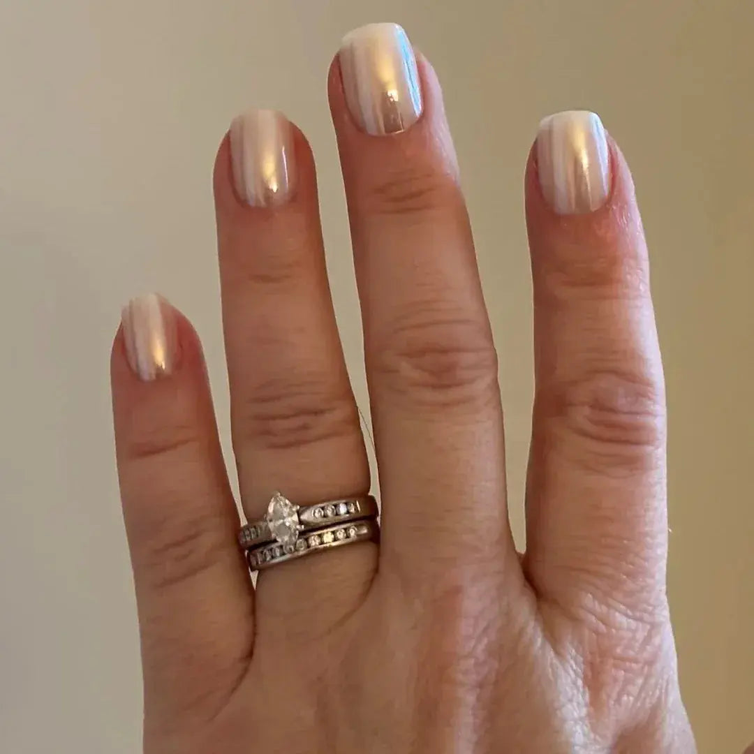 Classic Pearl White Square Nails - Press On Nails Nail Pop Studio