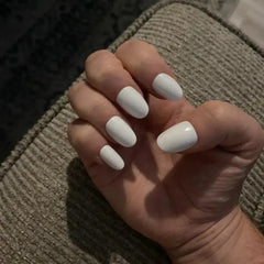 Pure White Oval Nails - Press On Nails Nail Pop Studio