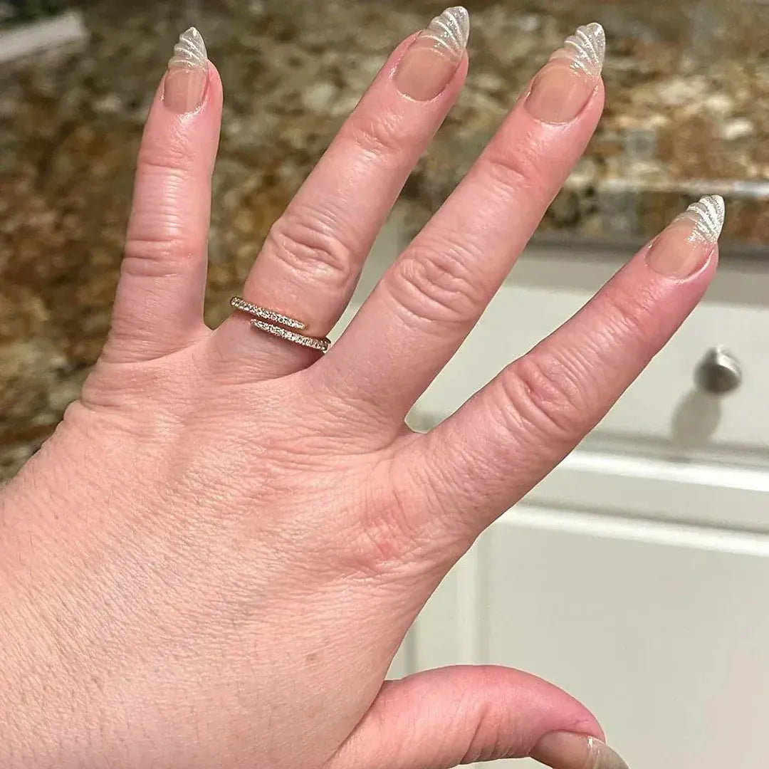 Silver Swirl Almond Nails - Press On Nails Nail Pop Studio