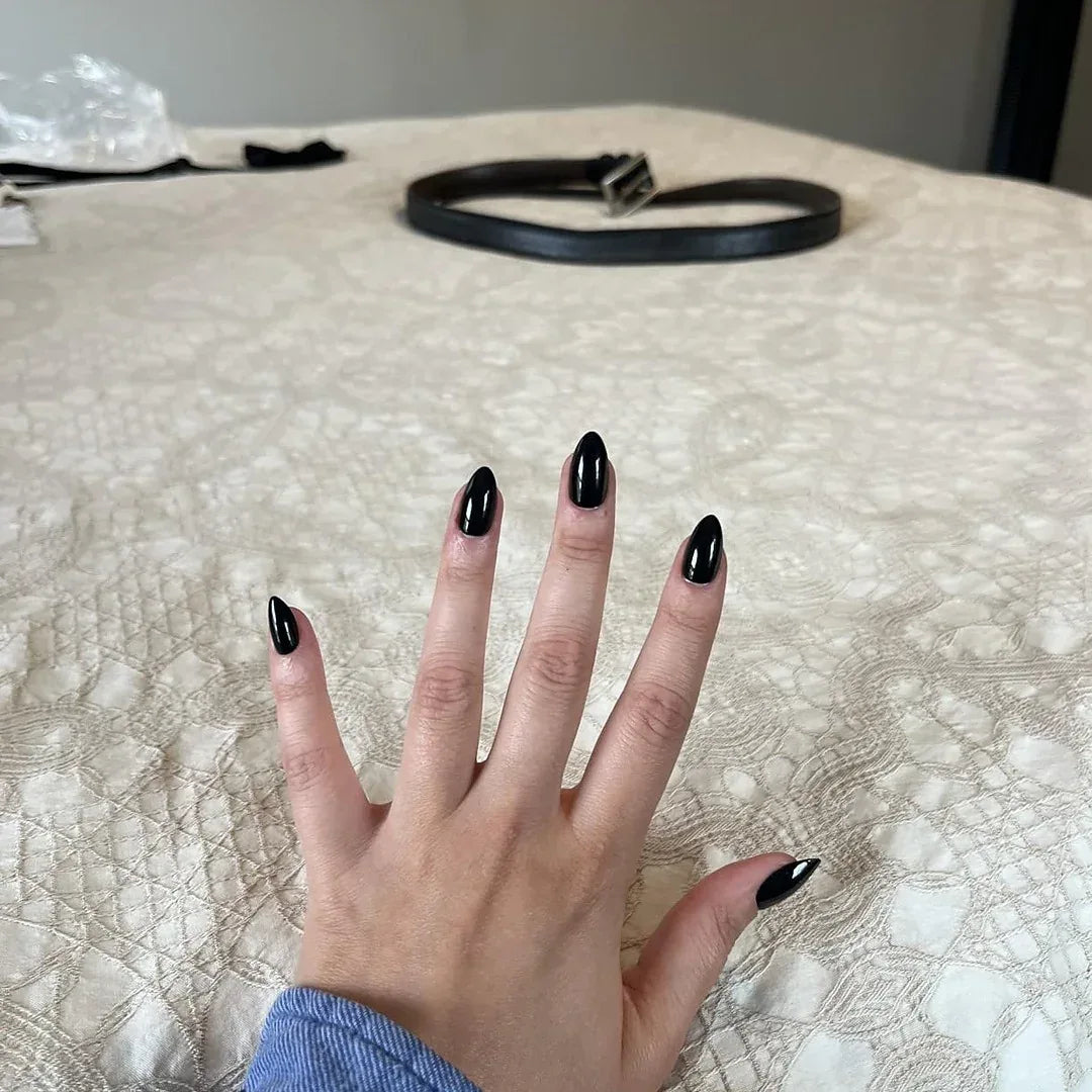 Black Almond Nails - Press on Nails - Nail Pop Studio