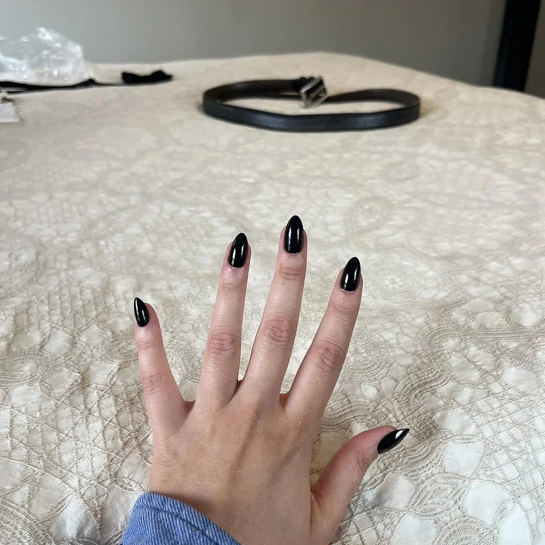 Black Almond Nails - Press on Nails - Nail Pop Studio