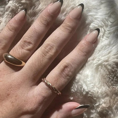 Black French Almond Nails - Press On Nails Nail Pop Studio