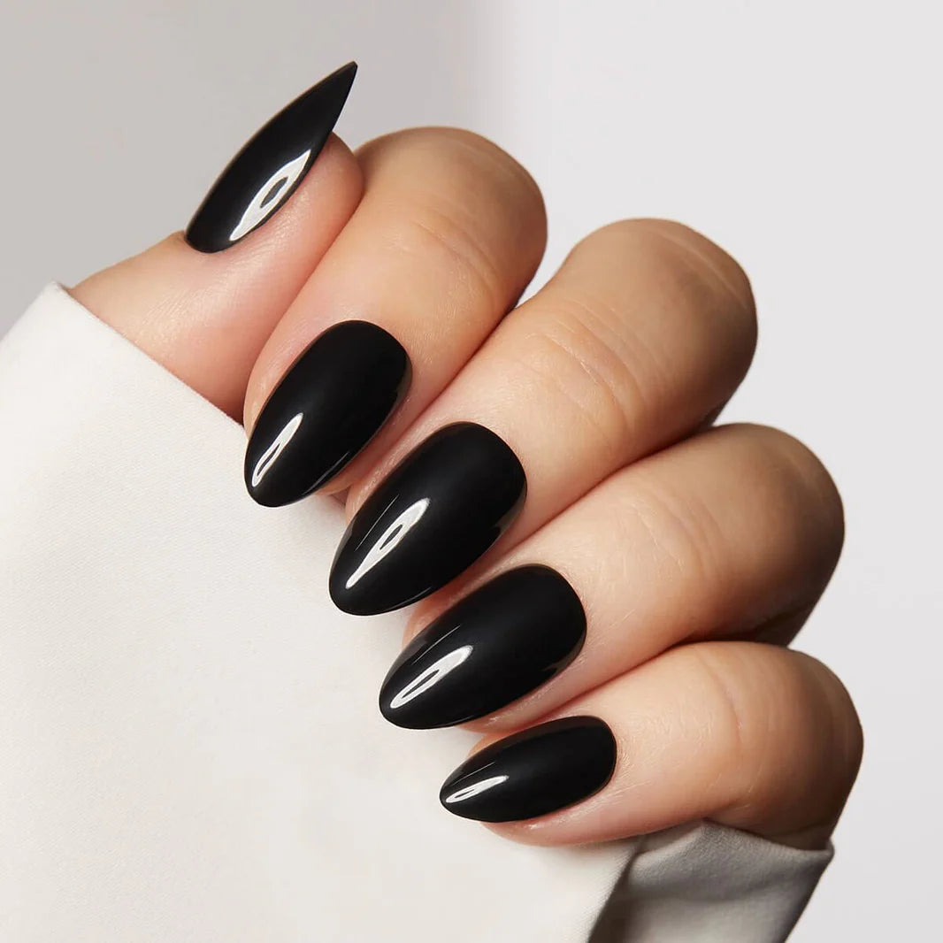 Black Almond Nails - Press on Nails | Long Lasting & Reusable Nail Pop Studio