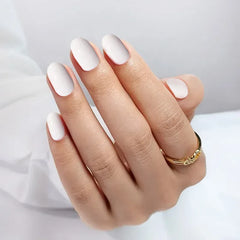 Pure White Oval Nails - Press On Nails - Nail Pop Studio