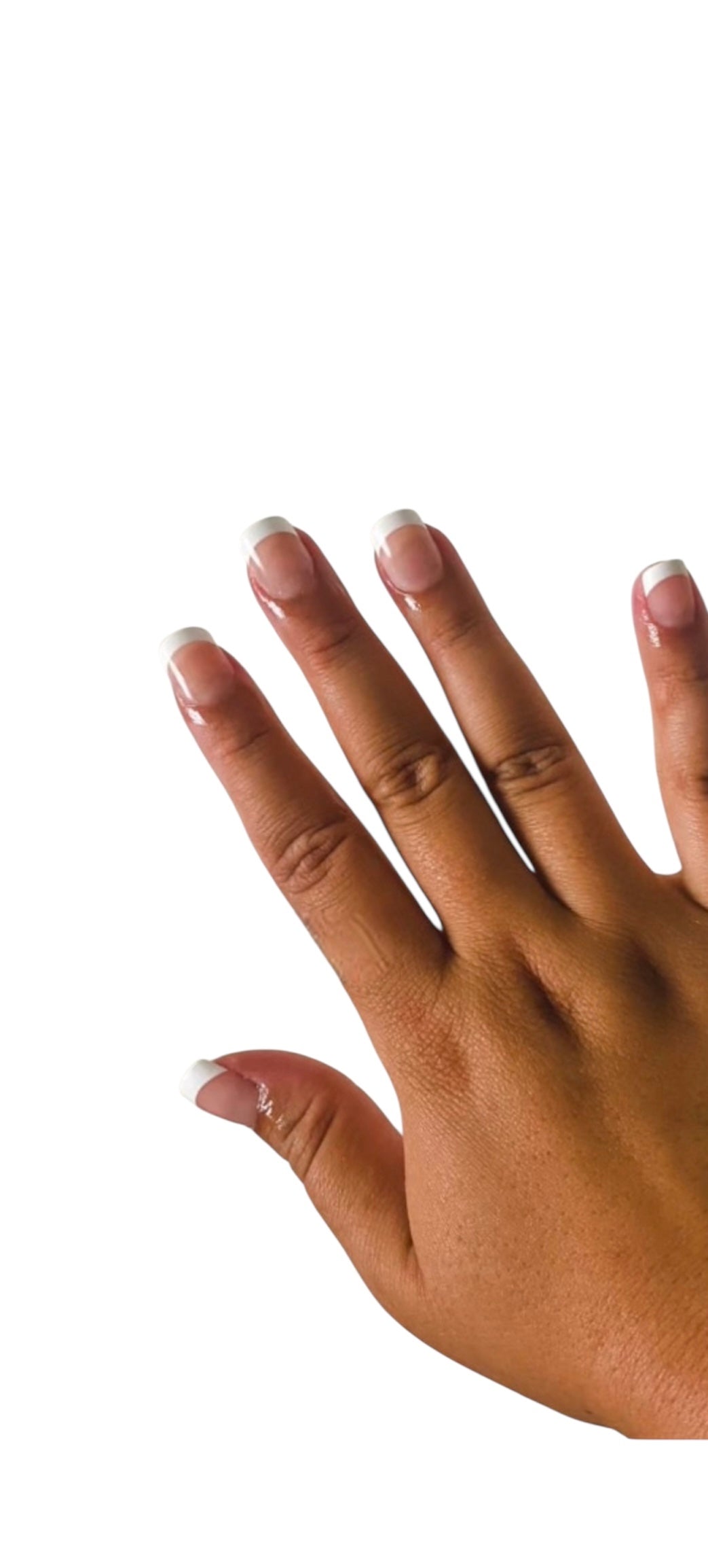 Hand with press on nails on a white background