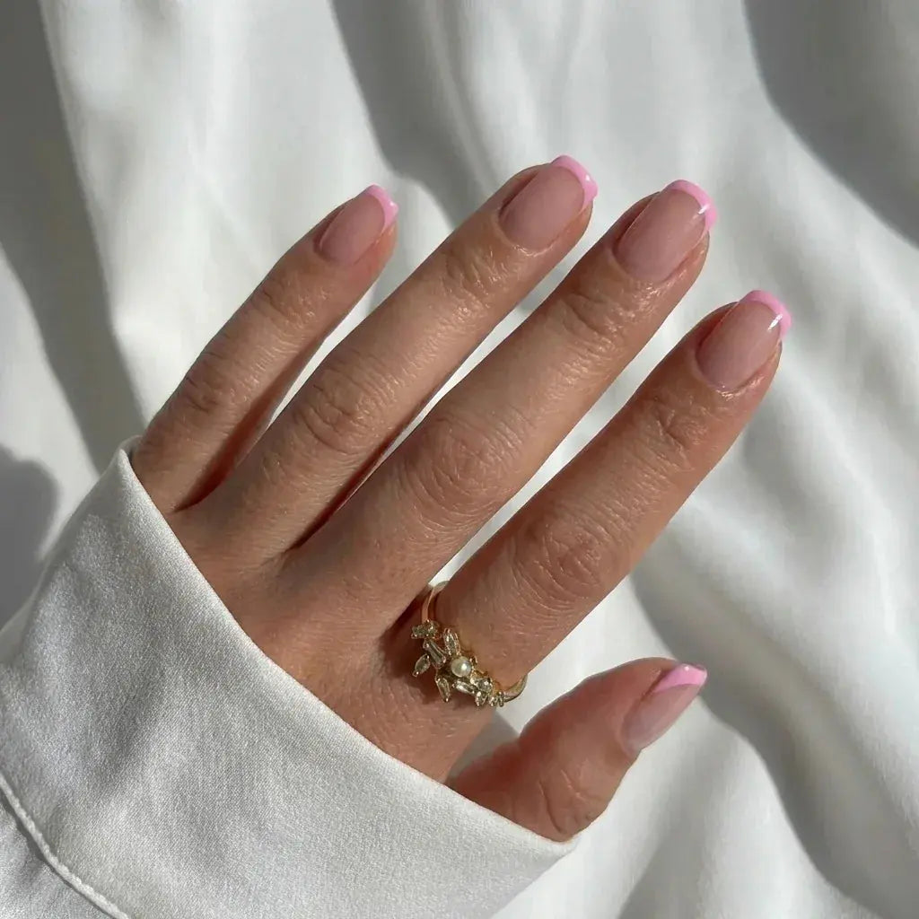 Classic Pink French Square Nails - Press On Nails Nail Pop Studio