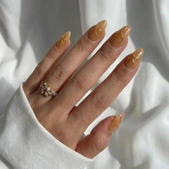 Daring Gold Almond Nails - Press on Nails Nail Pop Studio