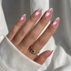 Blush Sparkle Almond Nails - Press On Nails Nail Pop Studio