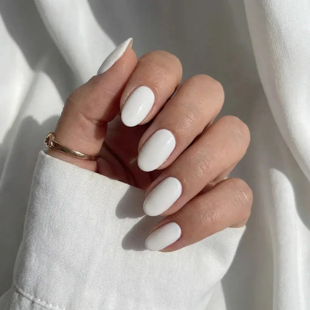 Pure White Oval Nails - Press On Nails Nail Pop Studio