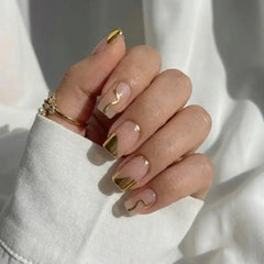 Golden Hour Square Nails - Press On Nails Nail Pop Studio