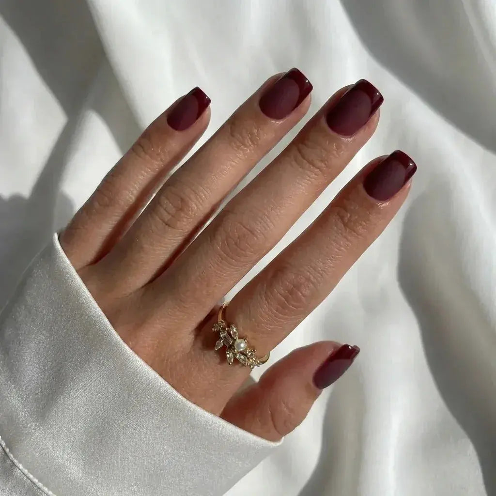 Plum Velvet Square Nails - Press On Nails Nail Pop Studio