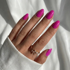 Hot Pink Oval Nails - Press On Nails Nail Pop Studio
