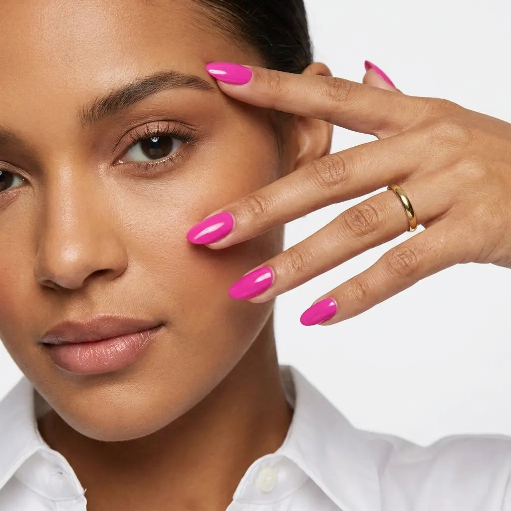 Hot Pink Oval Nails - Press On Nails Nail Pop Studio