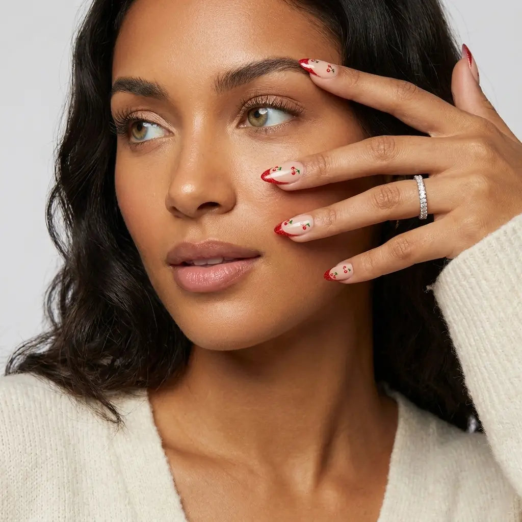Cherry Red Almond Nails - Press On Nails Nail Pop Studio