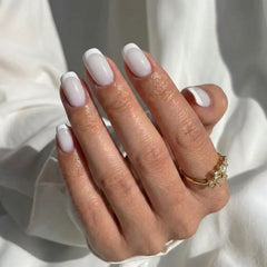 Pure White Square French Nails - Press On Nails Nail Pop Studio