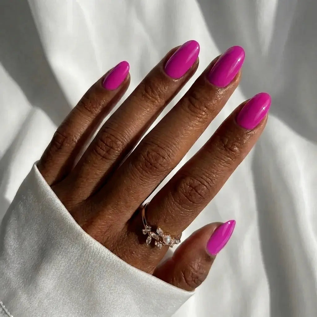 Hot Pink Oval Nails - Press On Nails Nail Pop Studio