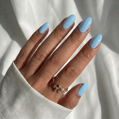 Soft Blue Oval Nails - Press On Nails