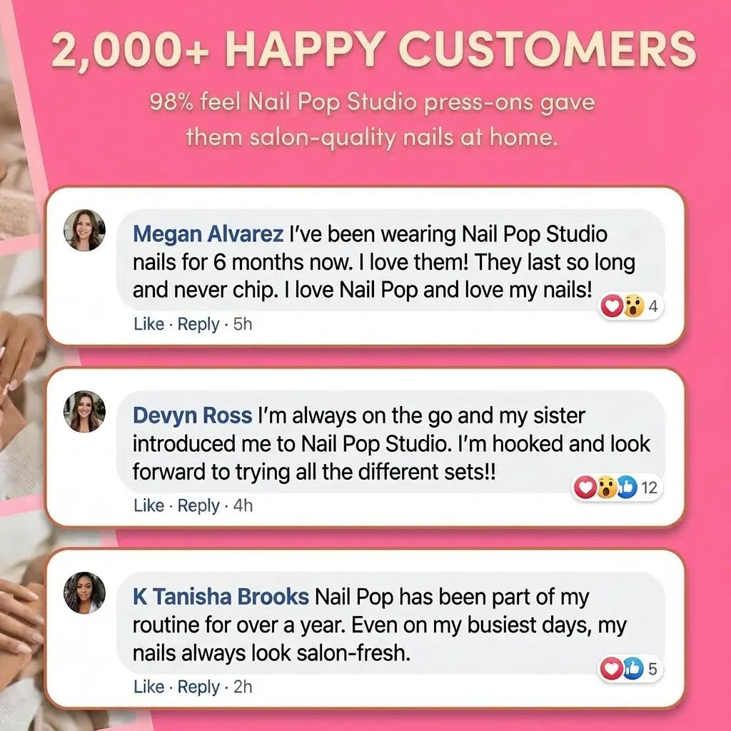Endless Love Square Nails - Press On Nails Nail Pop Studio