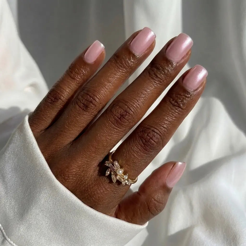 Pink Chrome Square Nails - Press on Nails Nail Pop Studio
