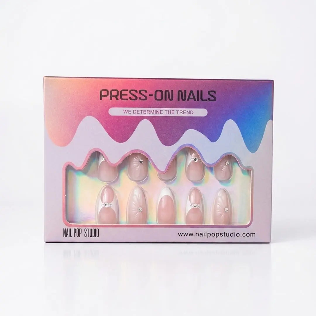 Diamond Bliss Almond Nails - Press On Nails Nail Pop Studio