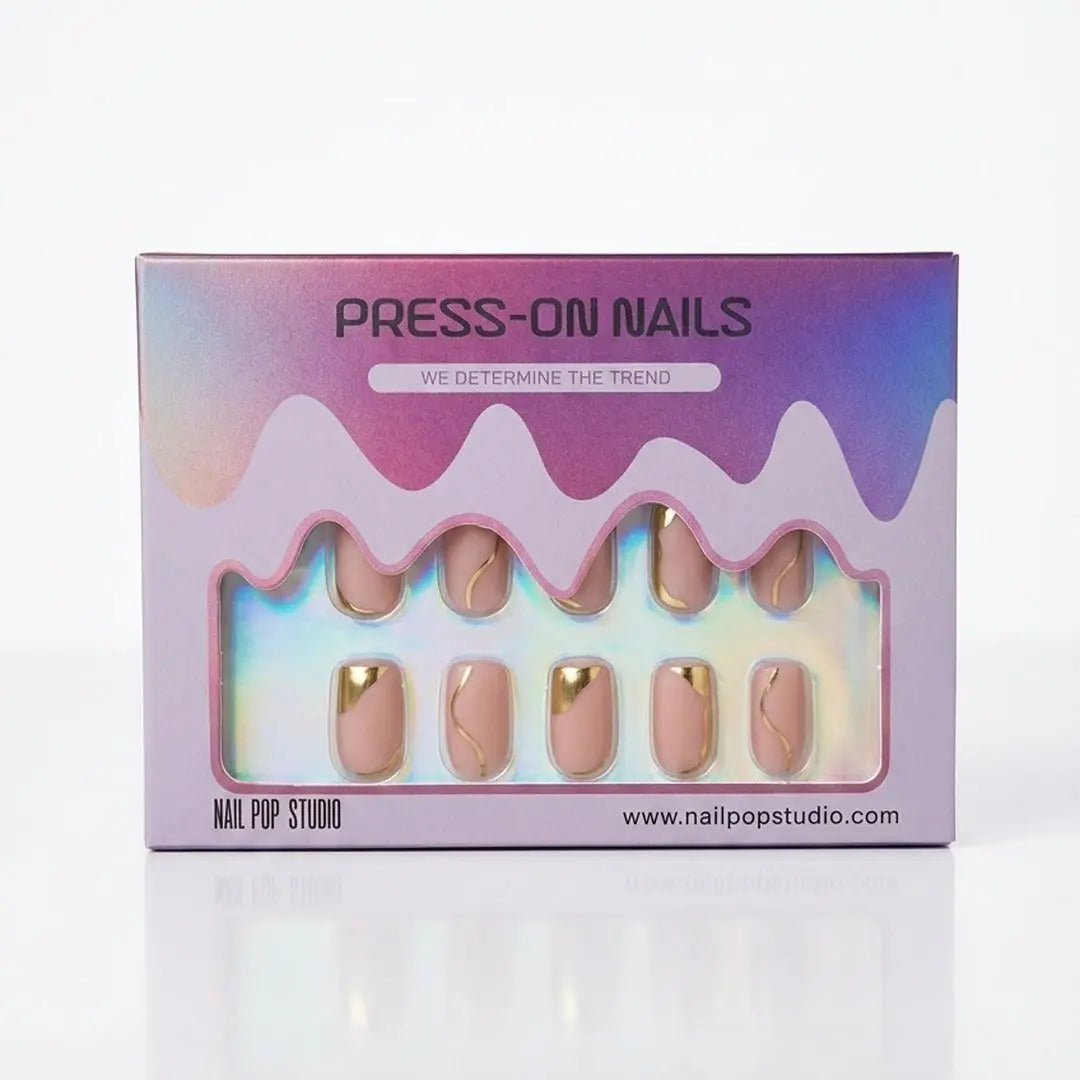 Golden Hour Square Nails - Press On Nails Nail Pop Studio