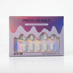 Classic Pearl White Square Nails - Press On Nails Nail Pop Studio