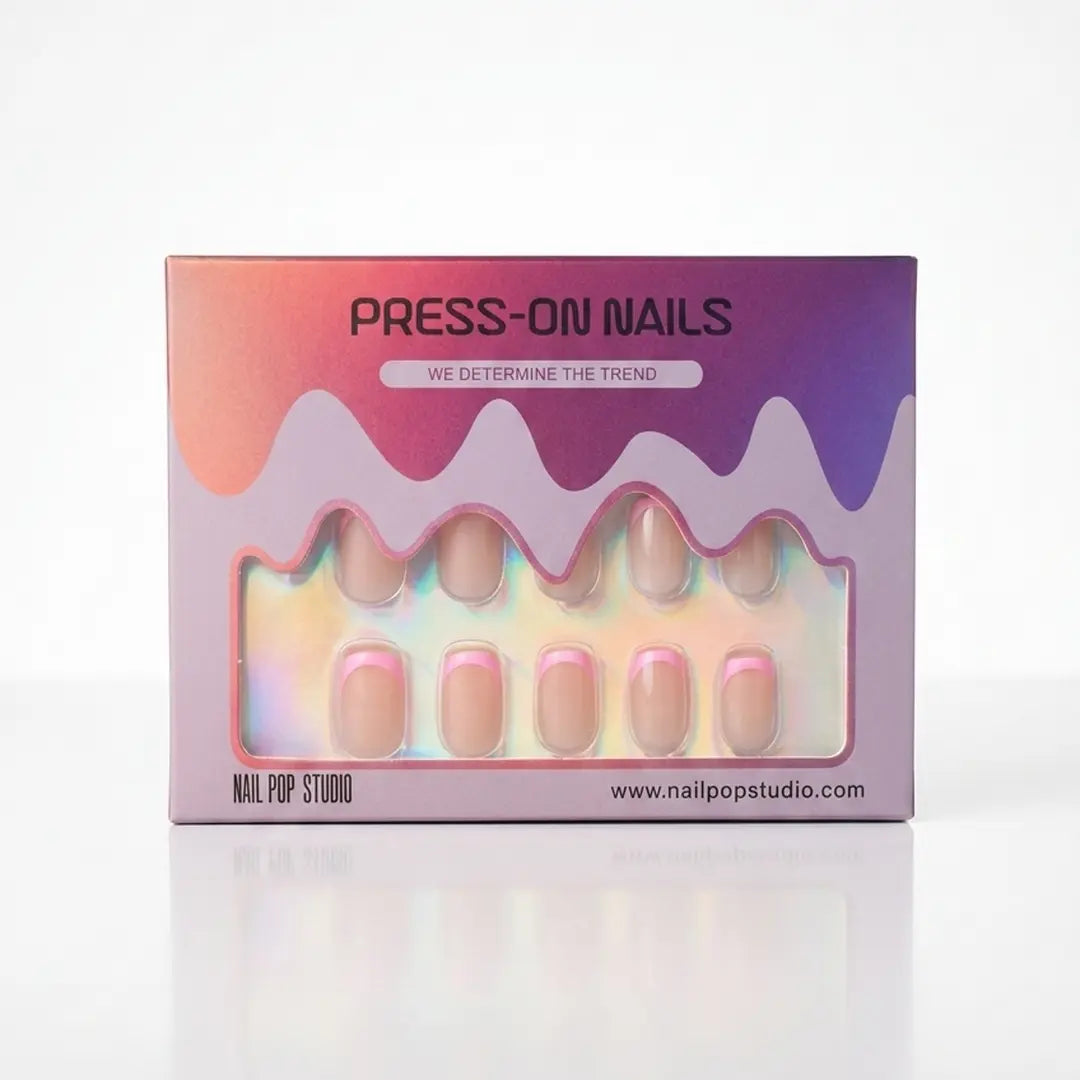 Classic Pink French Square Nails - Press On Nails Nail Pop Studio