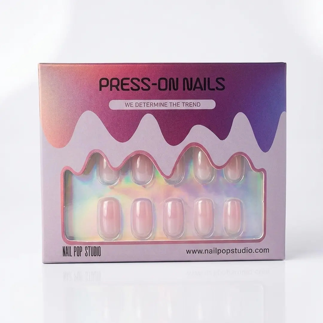 Pink Chrome Square Nails - Press on Nails Nail Pop Studio