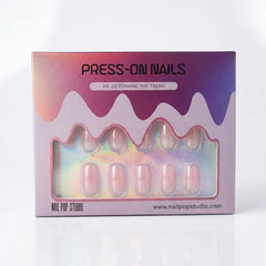 Pink Chrome Square Nails - Press on Nails Nail Pop Studio