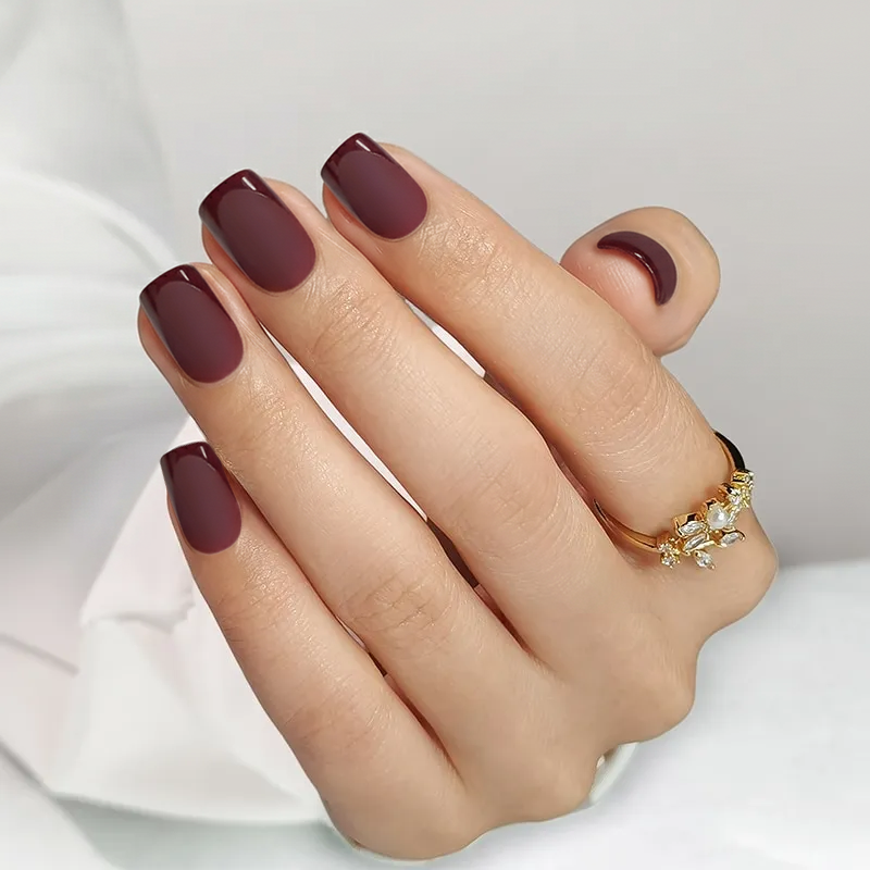 Plum Velvet Square Nails - Press On Nails | Long Lasting & Reusable Nail Pop Studio