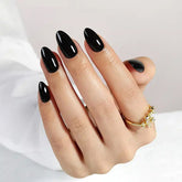 Black Almond Nails - Press on Nails | Long Lasting & Reusable Nail Pop Studio
