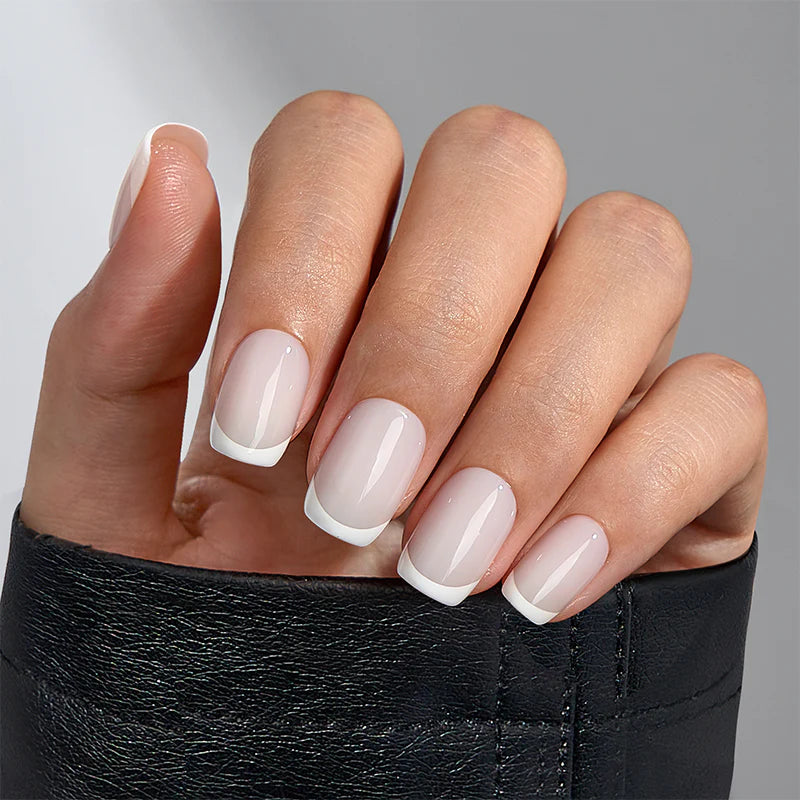 Pure White Square French Nails - Press On Nails | Long Lasting & Reusable Nail Pop Studio