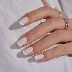 Pure White Square French Nails - Press On Nails | Long Lasting & Reusable Nail Pop Studio