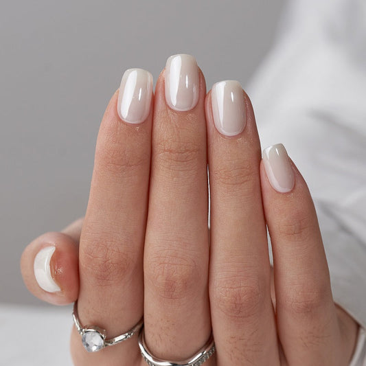 Classic White Short Square Nails - Press On Nails Nail Pop Studio