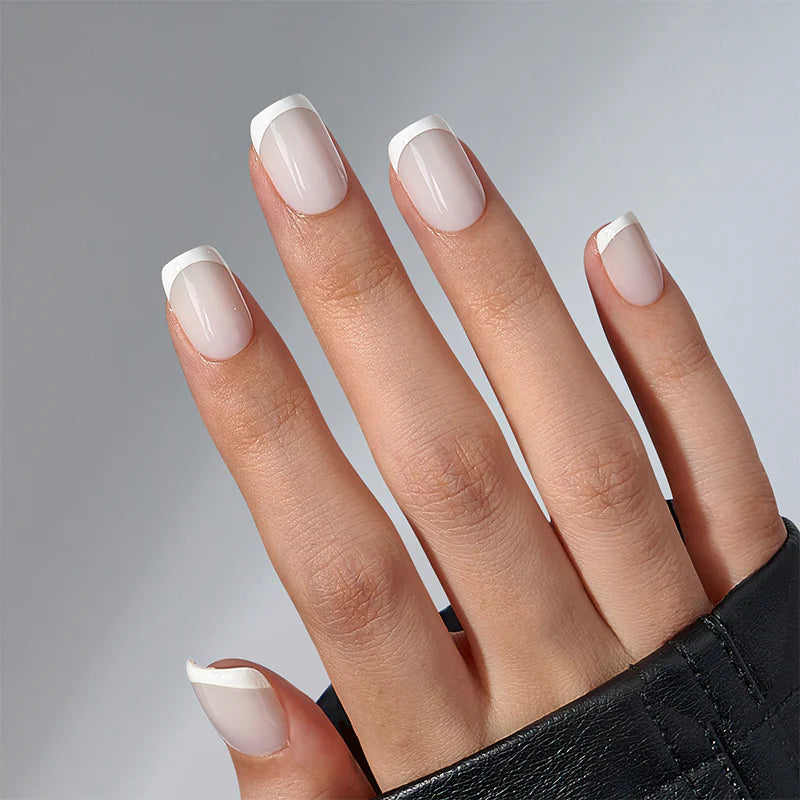 Pure White Square French Nails - Press On Nails | Long Lasting & Reusable Nail Pop Studio