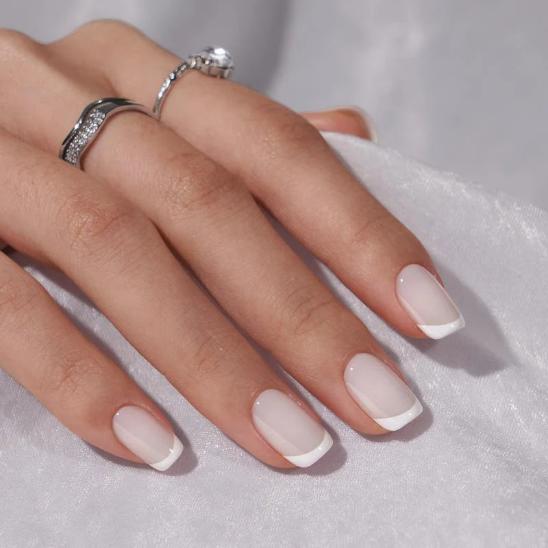 Pure White Square French Nails - Press On Nails | Long Lasting & Reusable Nail Pop Studio