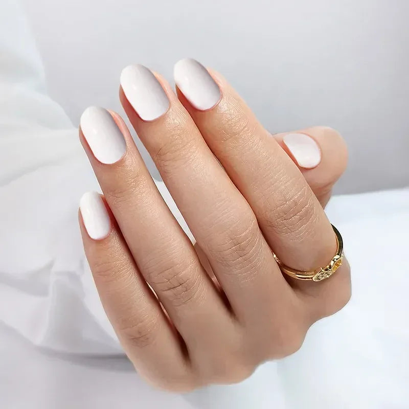 Pure White Oval Nails - Press On Nails - Nail Pop Studio