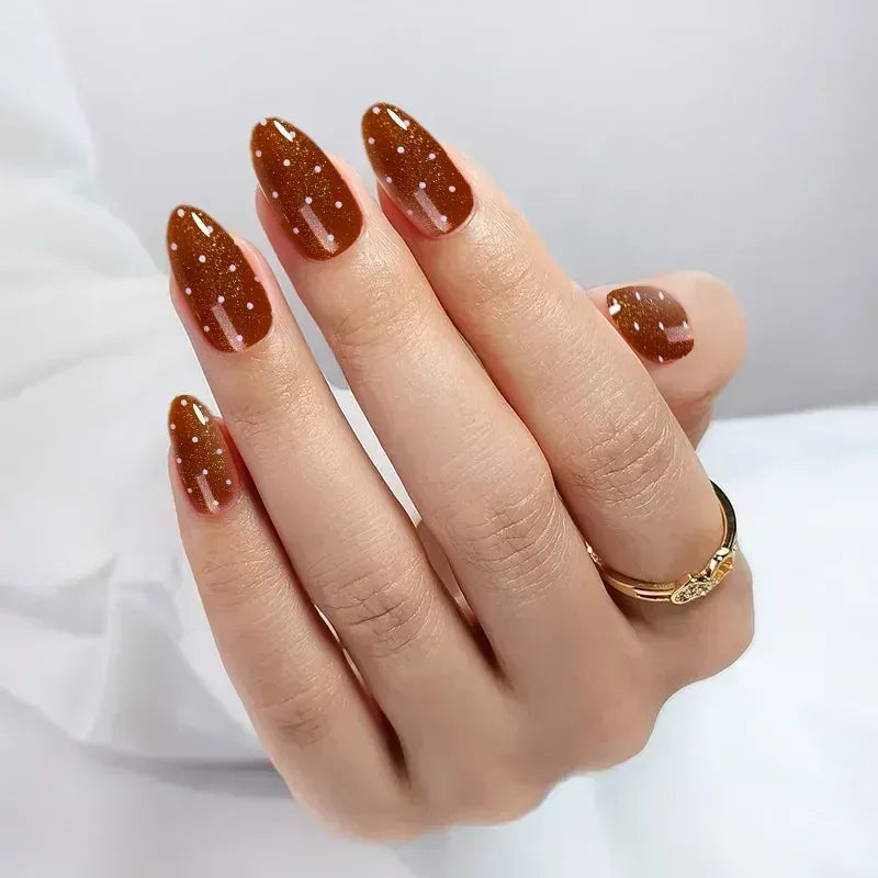 Cinnamon Glaze Almond Nails - Press On Nails - Nail Pop Studio