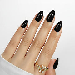 Black Almond Nails - Press on Nails | Long Lasting & Reusable Nail Pop Studio