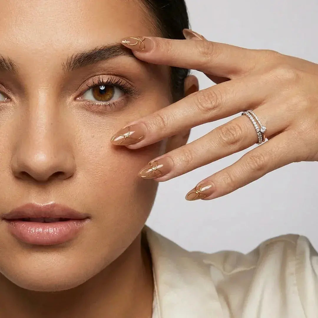Daring Gold Almond Nails - Press on Nails Nail Pop Studio