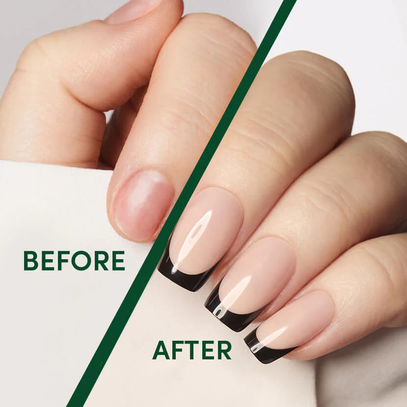 Classic Black French Square Nails - Press On Nails | Long Lasting & Reusable Nail Pop Studio