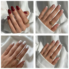 The Everyday Collection press on nail bundle featuring four sets of square and oval shaped nails.