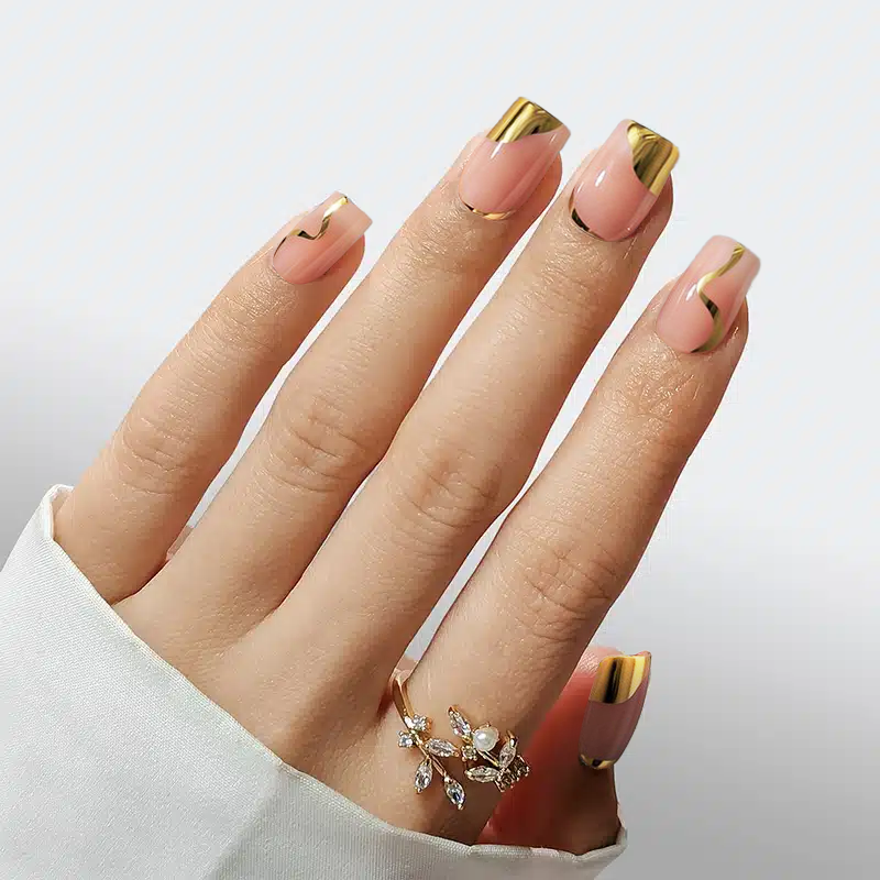 Golden Hour Square Nails - Press On Nails | Long Lasting & Reusable Nail Pop Studio