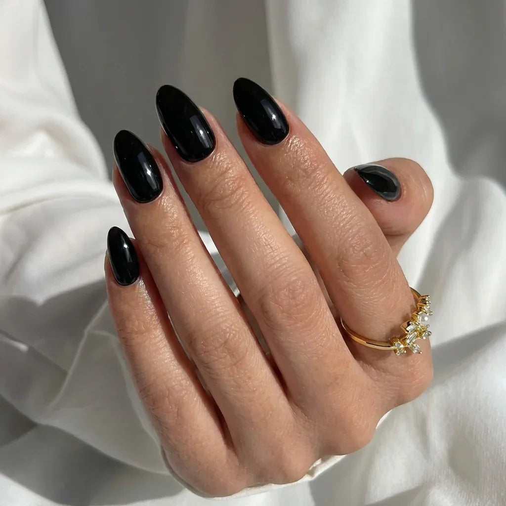 Black Almond Nails - Press on Nails