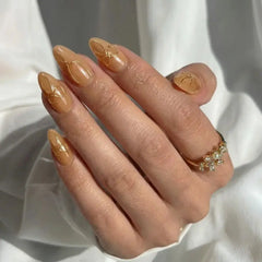 Daring Gold Almond Nails - Press on Nails Nail Pop Studio